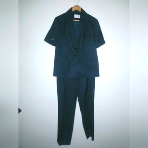 DeMode XL 36x32 Lightweight Darkest Navy Pants Suit Short Sleeved Blazer